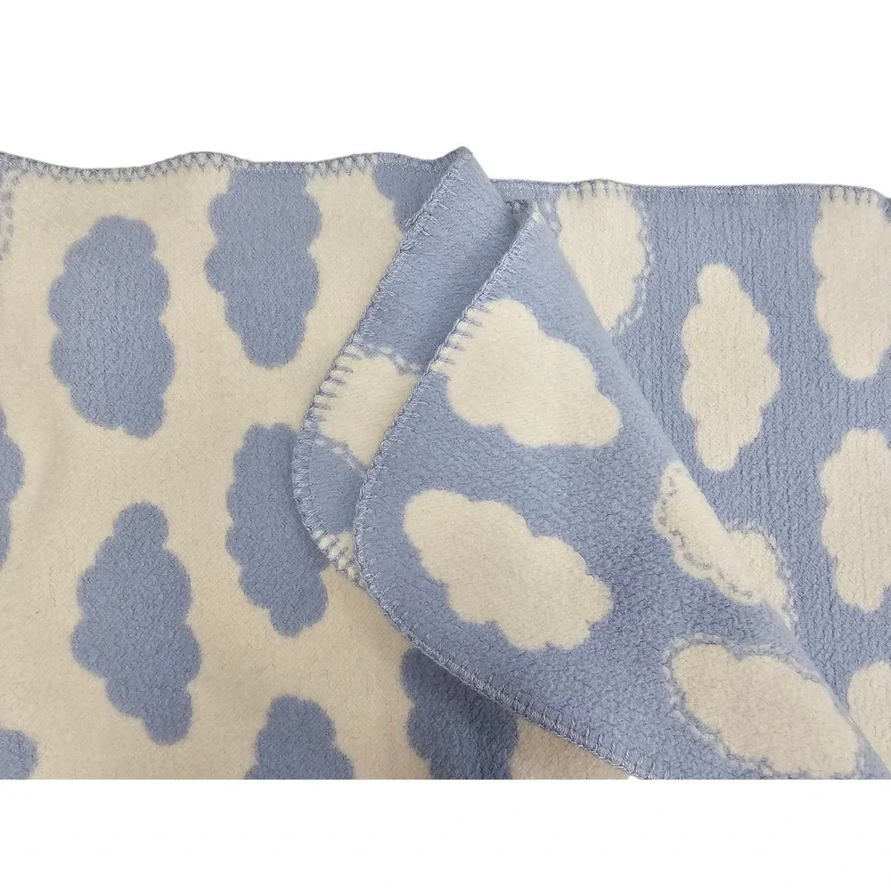 Pottery Barn Kids Cloud Fleece Baby‎ Blanket Blue White Soft Comfort